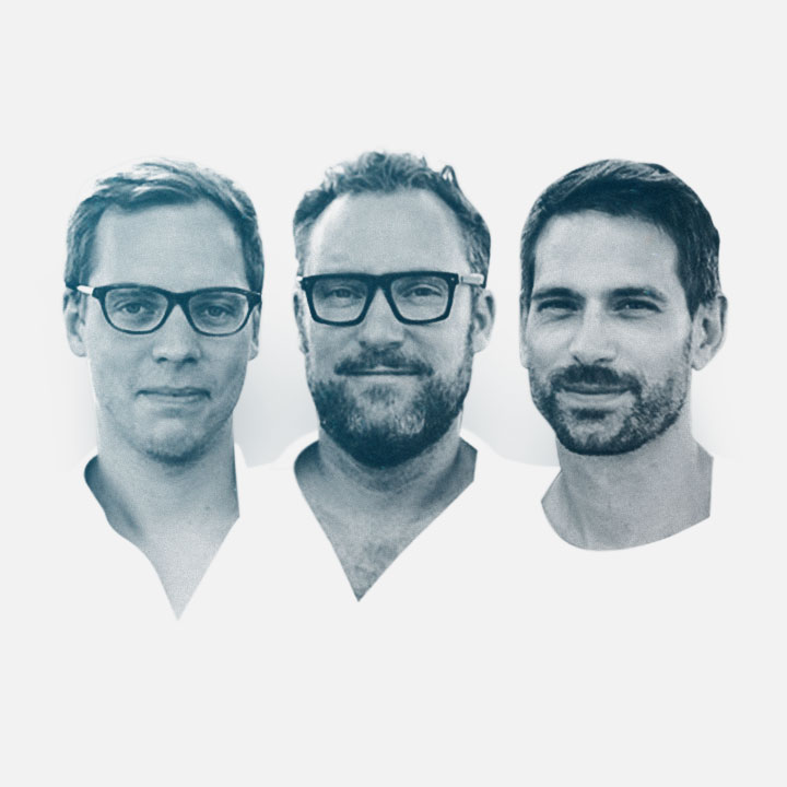 Benjamin Krause, Tobias Bauckhage und Jon Handschin, Gründer von Moviepilot, dem globalen Markführer im Social Publishing Bereich für Filme
